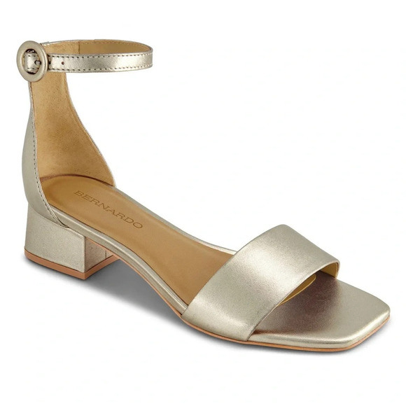 NIB Bernando Jalena Low Heel Sandal Champagne Antique Calf Size 9 - Picture 1 of 11